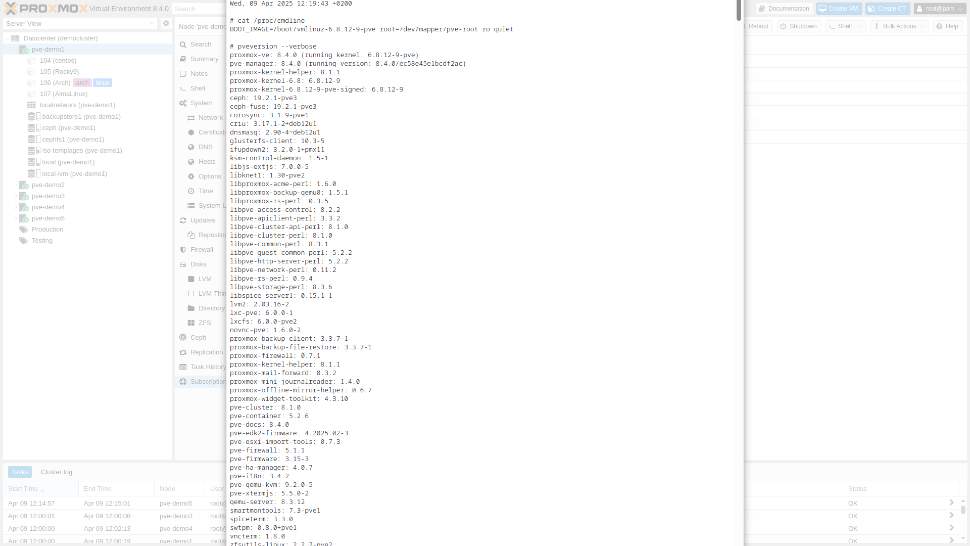 Proxmox VE System Report